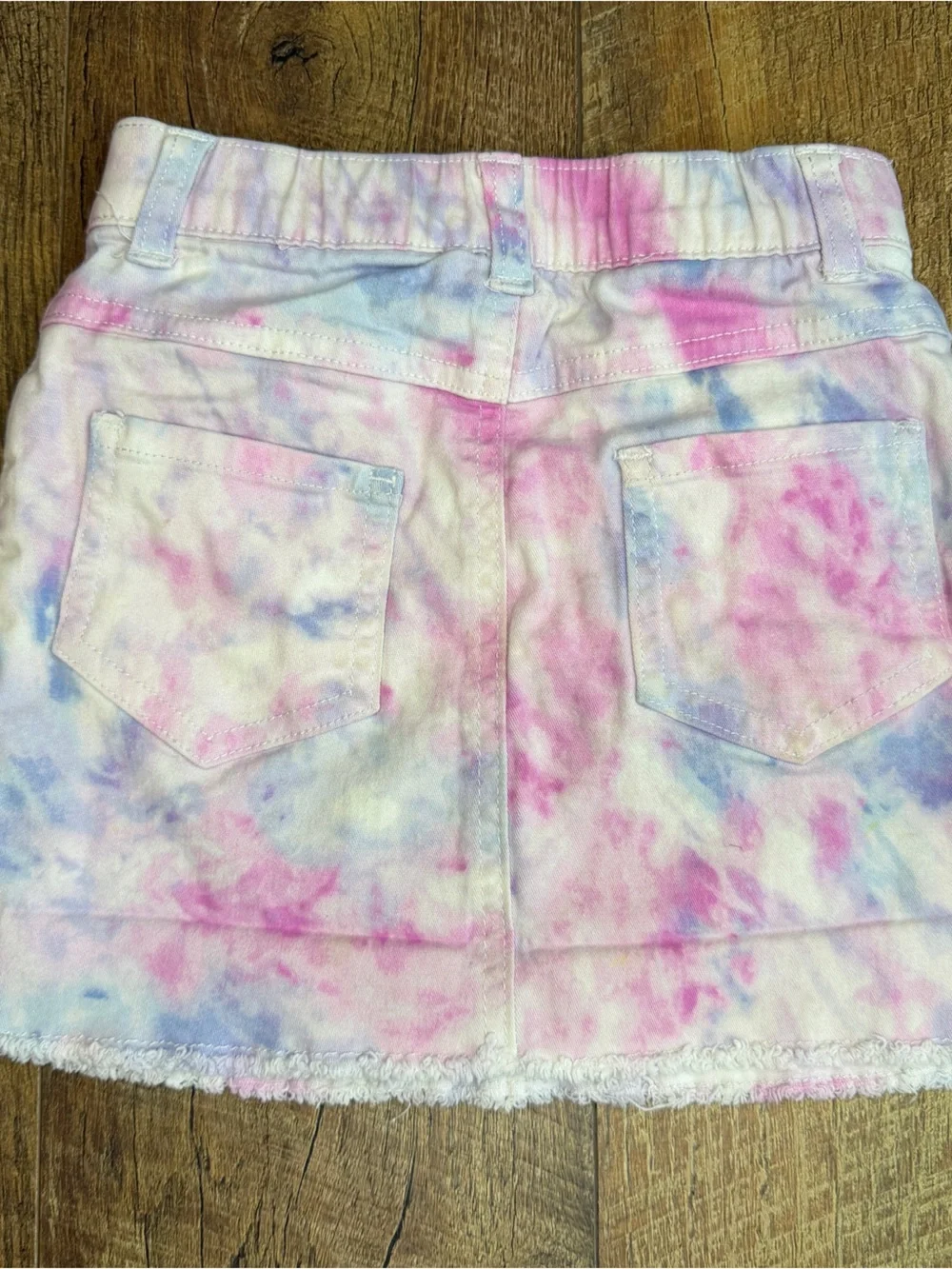 Garanimals Girls Tie Dye Demin Skirt Elastic Back Pockets Pink Blue 4T